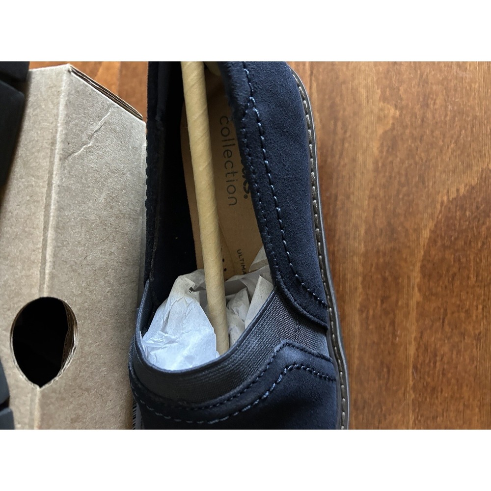 Clarks Airabell Mid Navy Suede Wedges Leather Closed Toe NEW Size 8 N - Picture 4 of 8
